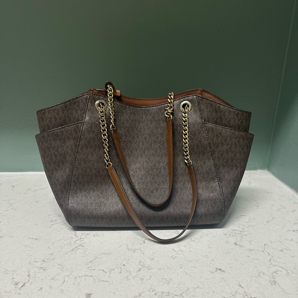 Brown & Tan Michael Kors logo purse - Picture 3 of 13